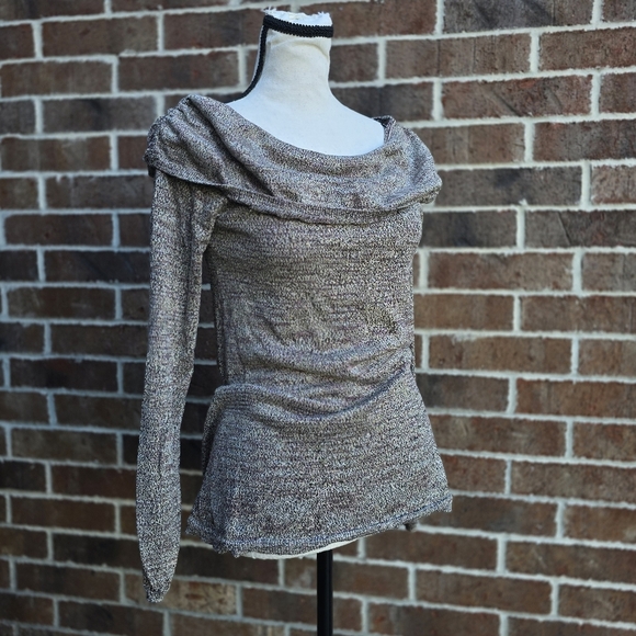 White House Black Market Metallic Off-Shoulder Sweater - Picture 3 of 8